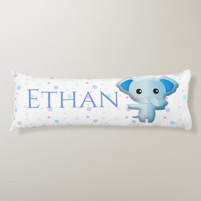 Coussins Longs Eléphant petit garçon bleu mignon (Devant)