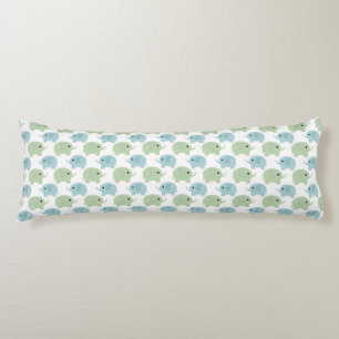 Coussins Longs Éléphants doux bleus et verts à pois