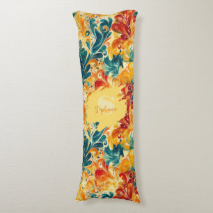 Coussins Longs Emerald Green & Gold Abstrait Paisley Feuilles (3)