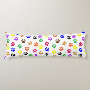 Coussins Longs Empreintes de pattes arc-en-ciel