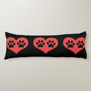 Coussins Longs Empreintes de pattes dans mon coeur par Shirley Ta