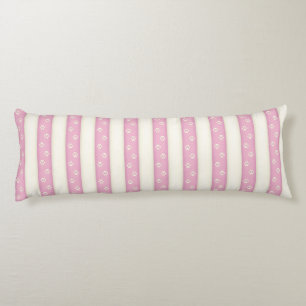 Coussins Longs Empreintes de pattes de chiens sur Pink & Antique 
