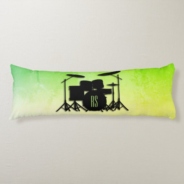 Coussins Longs Ensemble de tambour monogramme vert (Devant)