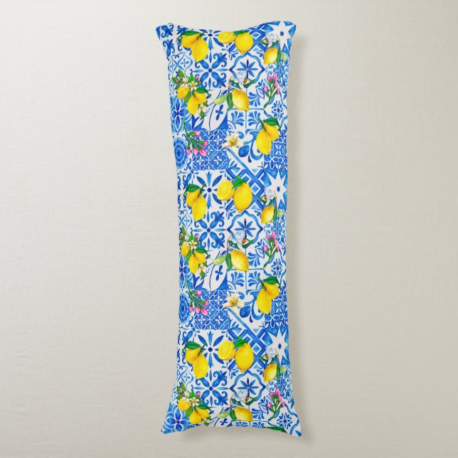 Coussins Longs Eté bleu Sicilien Amalfi Méditerranée majolica (Devant (Vertical))