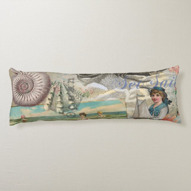 Coussins Longs été plage vintage pieuvre antique voile (Dos)