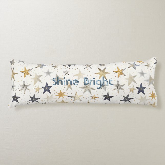 Coussins Longs Étoiles Bleues Argent Or (Devant)