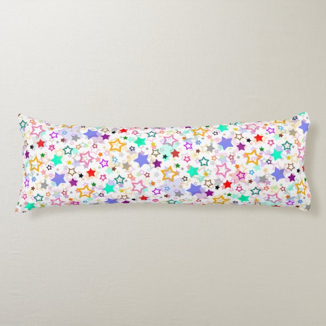 Coussins Longs Étoiles colorées blanches  (Devant)