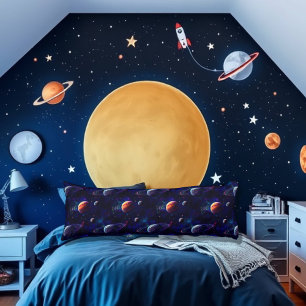 Coussins Longs Etoiles, Planètes, Galaxie, Espace Extérieur Thème