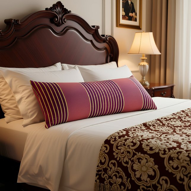 Coussins Longs Exotic Faux Snake Leather & Linear Stripe Salmon (Side sleeper pillow is placed on  the bed. )