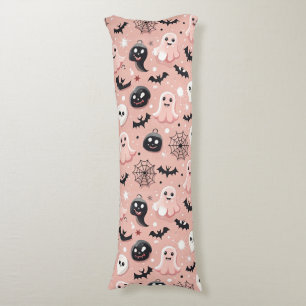 Coussins Longs Fantômes roses et Halloween Motif sans couture