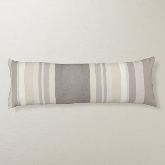 Coussins Longs Ferme élégante taupe crème et gris rayé (Dos)