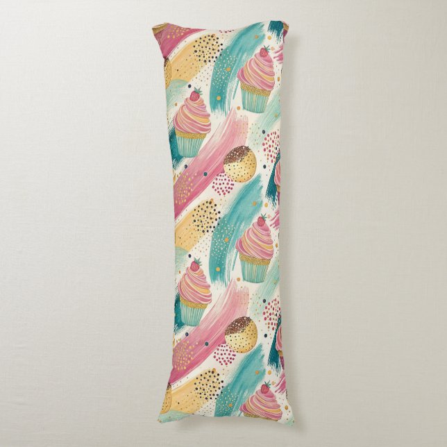 Coussins Longs Festive Cupcake & Brushstroke Celebration Motif (Devant (Vertical))
