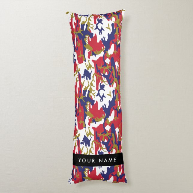 Coussins Longs Fête de l'Indépendance Camouflage Votre nom Person (Dos (Vertical))