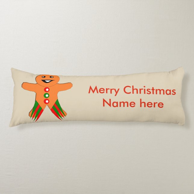 Coussins Longs Fête de Noël Gingerbread Homme Oreiller corps (Devant)