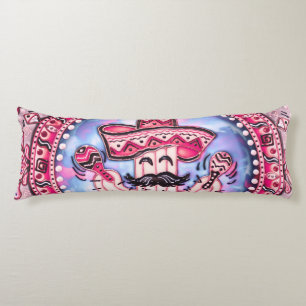 Coussins Longs Fête mexicaine Cinco de Mayo Sombrero Rose Blue