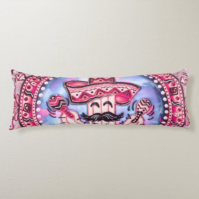 Coussins Longs Fête mexicaine Cinco de Mayo Sombrero Rose Blue (Devant)