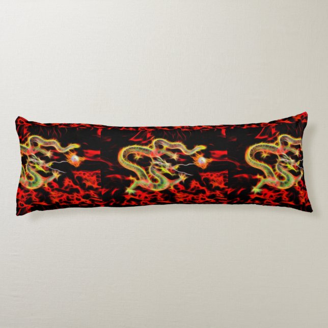 Coussins Longs Feu de dragon d'or sur Lucky Energy (Dos)