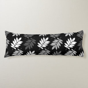 Coussins Longs Feuille aînée grand motif noir blanc gris