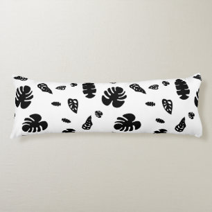 Coussins Longs Feuille d'été noir et blanc Tropical Motif