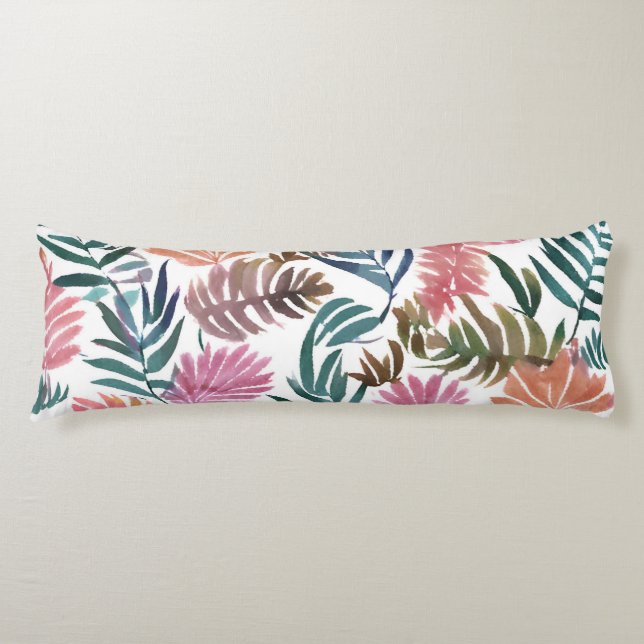 Coussins Longs Feuilles botaniques aquarelle | Feuille florale co (Devant)