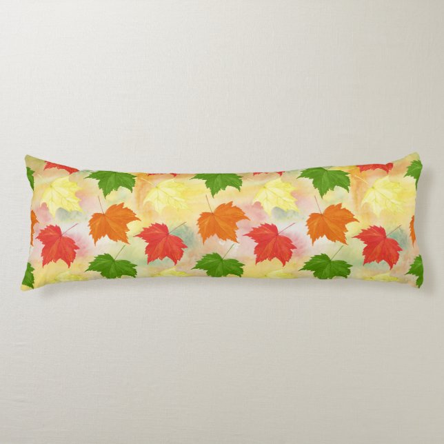 Coussins Longs feuilles d'automne de l'aquarelle (Devant)