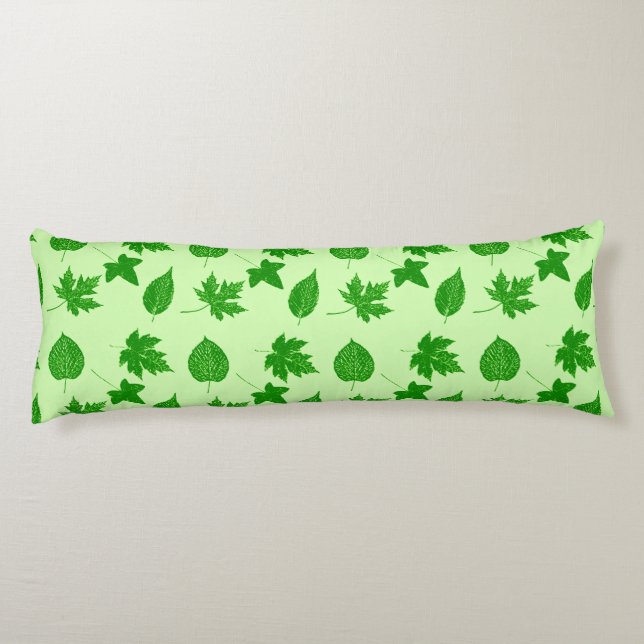 Coussins Longs Feuilles d'automne - vert émeraude et vert citron (Dos)
