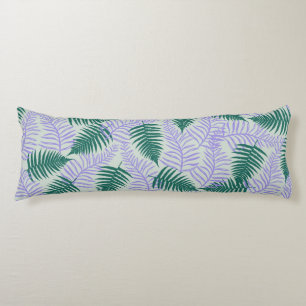 Coussins Longs Feuilles de fougère vertes violettes Motif floral