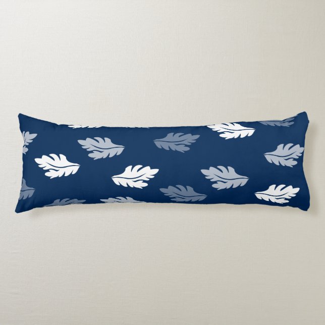 Coussins Longs Feuilles de la marine Blue Antique Motif (Devant)