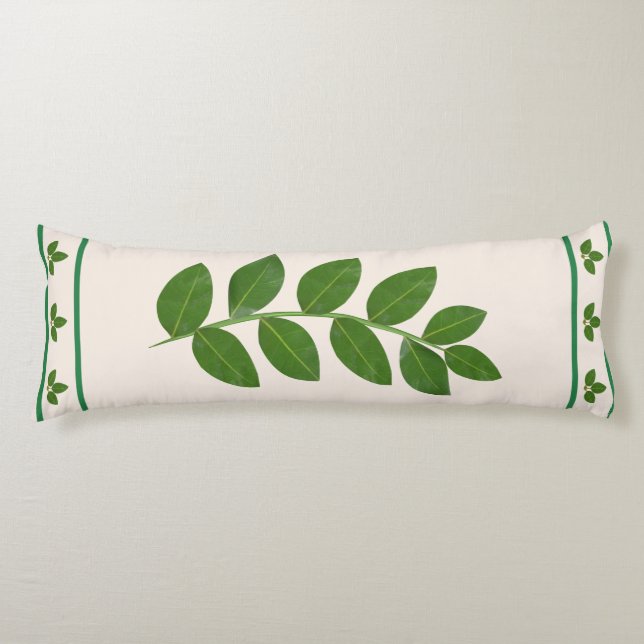 Coussins Longs Feuilles de Laurier Vert Moderne (Devant)