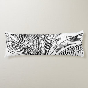 Coussins Longs Feuilles de palmier noir et blanc Motif Abstrait