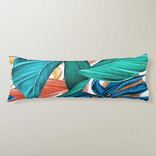 Coussins Longs Feuilles de palmiers exotiques tropicaux (Devant)