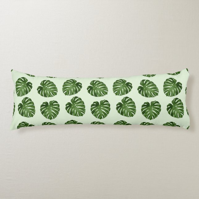 Coussins Longs Feuilles de palmiers, Feuilles verts, Motif tropic (Devant)