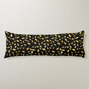Coussins Longs Feuilles modernes en noir et or Motif illustré