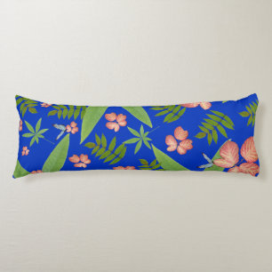 Coussins Longs Feuilles tropicaux en bleu