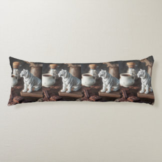 Coussins Longs Figurine de Tigre Blanc – Chocolat Rustique & Café