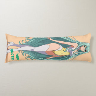 Coussins Longs Fille Anime aux Cheveux Turquoise