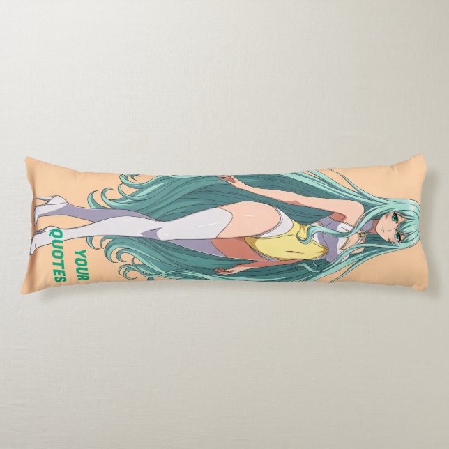 Coussins Longs Fille Anime aux Cheveux Turquoise (Devant)