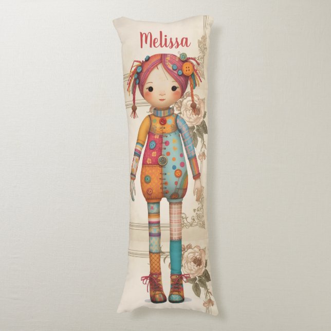 Coussins Longs Fille de tissu patchwork (devant Vertical)