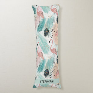 Coussins Longs Flamant rose d'aquarelle Motif tropical