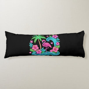 Coussins Longs Flamant rose de néon tropical