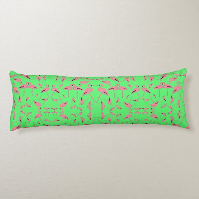 Coussins Longs Flamant rose scintillant cœur pailleté (Dos)