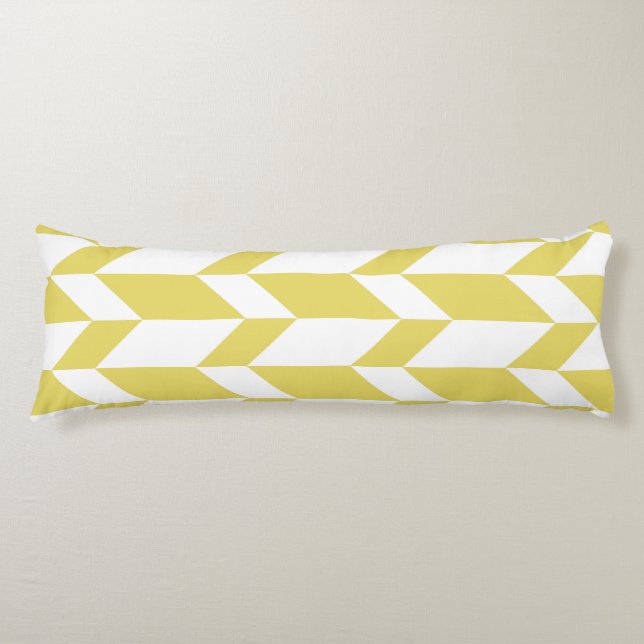 Coussins Longs Flèche à deux tons en gras Chevron rayé jaune blan (Devant)