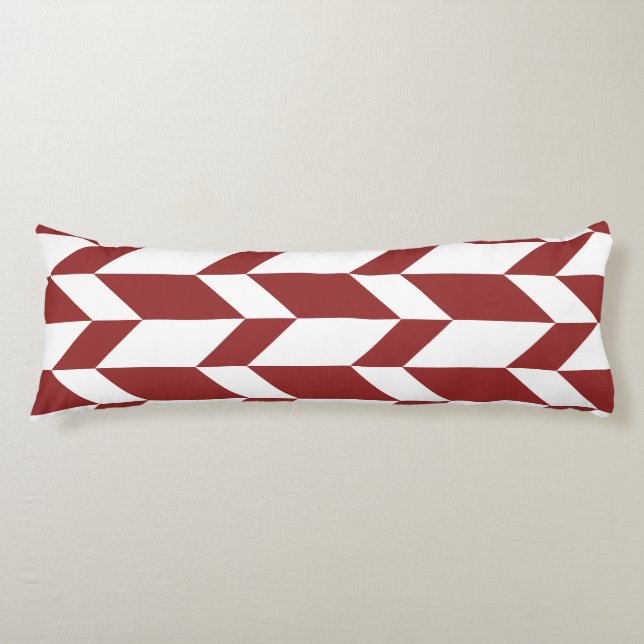 Coussins Longs Flèche Chevron Gras Deux Tons Blancs Rouge (Devant)
