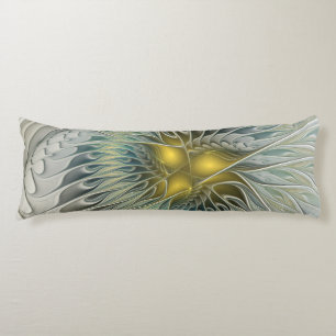 Coussins Longs Fleur argentée dorée Fantaisie abstraite Art fract