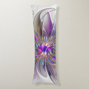 Coussins Longs Fleur d'art fractal abstrait énergique et coloré