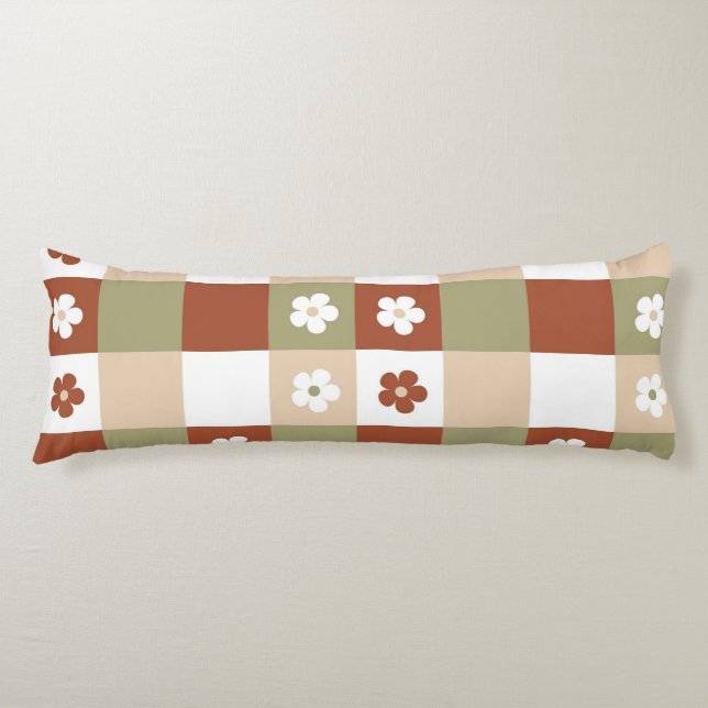 Coussins Longs Fleur d'automne En vichy vérifier Motif (Devant)
