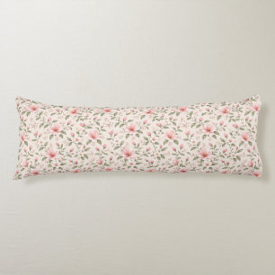 Coussins Longs Fleur de cerisier rose pâle, motif floral continu