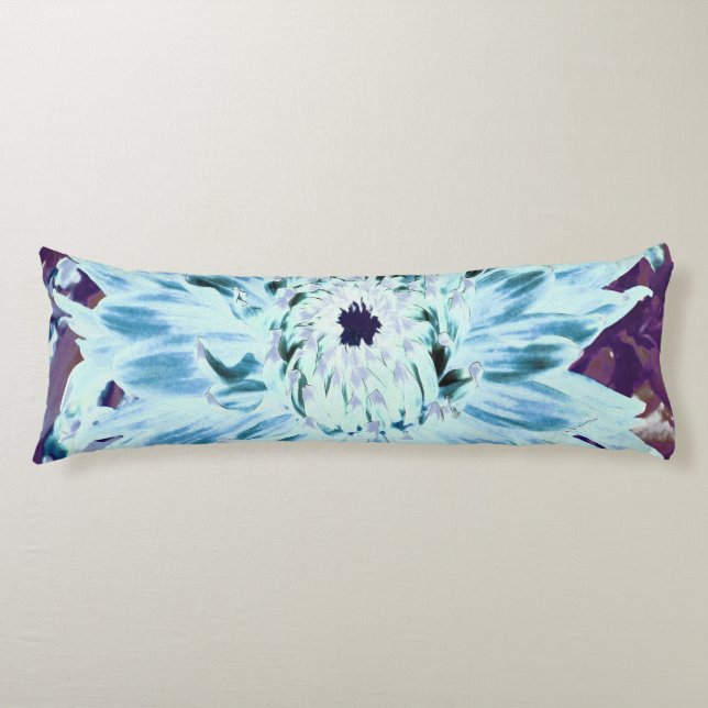 Coussins Longs Fleur de dahlia verte menthe et sarcelle (Devant)