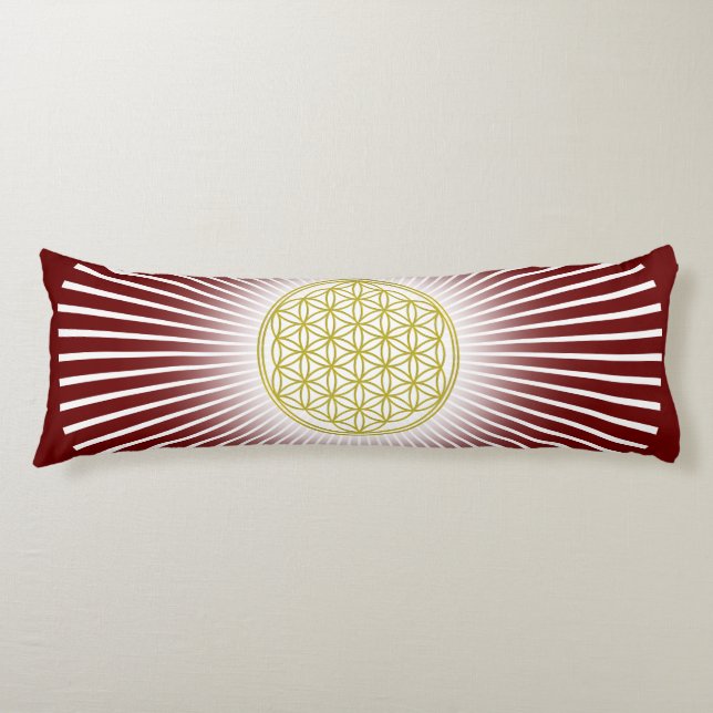 Coussins Longs Fleur de la vie / Blume des Lebens - rayons d'or (Devant)