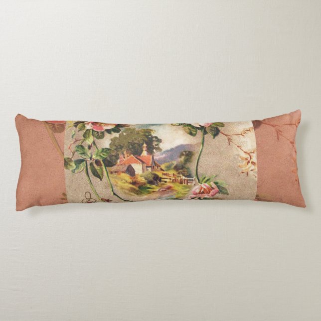 Coussins Longs Fleur de naissance victorienne de l'époque 1800  (Dos)